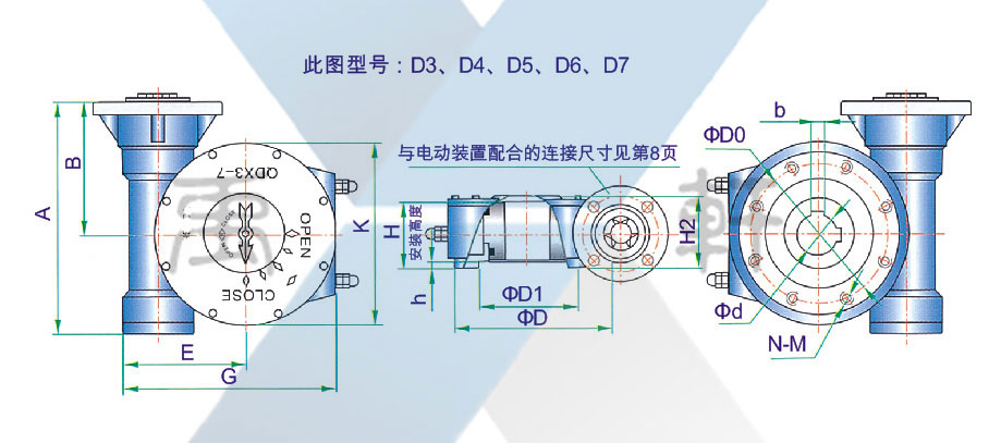 QDX3-D7電動蝸輪箱(圖1) QDX3-D7電動蝸輪箱(圖1)